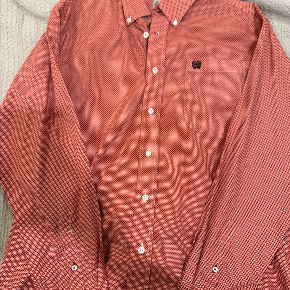 Cinch Men's Red Geometric Button Down Shirt